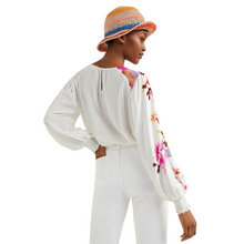 Load image into Gallery viewer, DESIGUAL White Floral Bodysuit - back