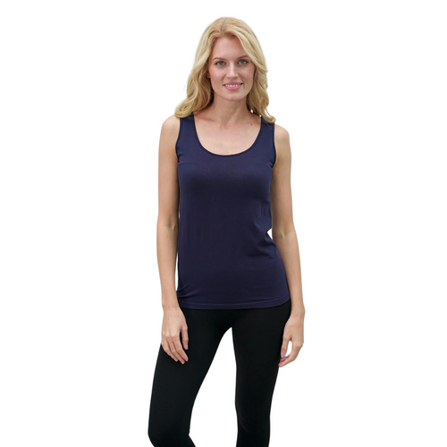 ORANGE Built-in Bra Tank - navy