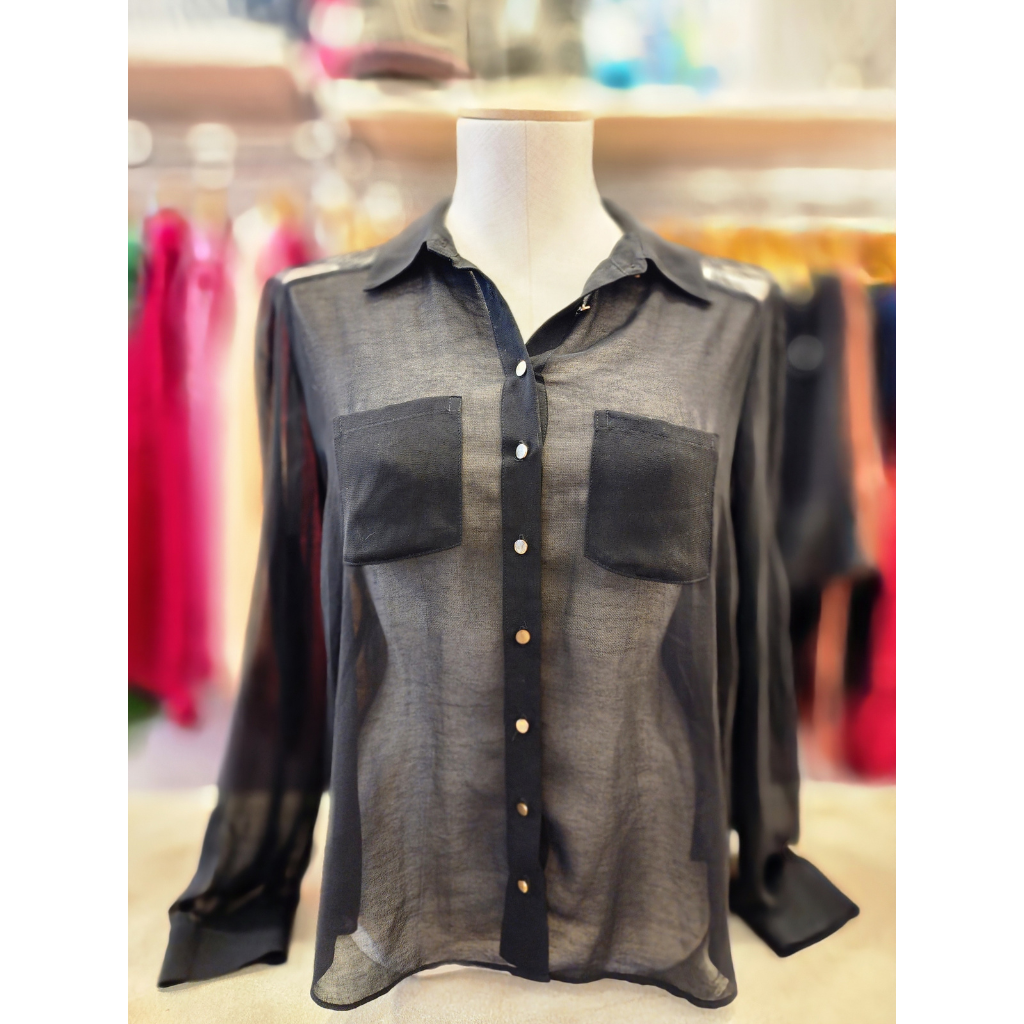 PRE-LOVED Forever New Black Sheer Shirt