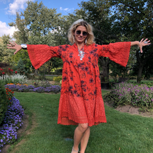 Load image into Gallery viewer, BOHEMIAN FASHIONS Floral Lace Dress - orange
