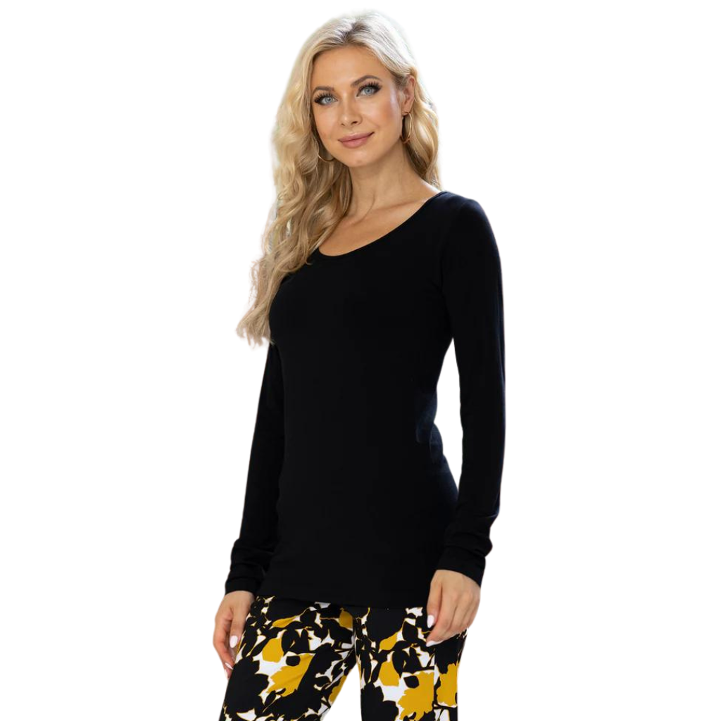ORANGE Bamboo Long Sleeve Top - black